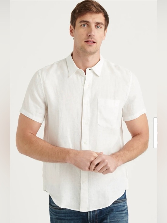 Lucky Brand Other - Lucky Brand White Short-Sleeve Button-Down Linen Shirt